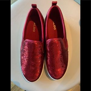 Red sequin Aldo loafers
